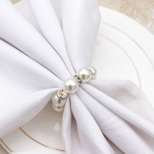 6Pcs Pearl Napkin Rings Decor Rhinestone Beaded Table Holder Serviette Buckle 6Pcs Pearl Napkin Rings Decor Rhinestone Beaded Table Holder Serviette Buckle